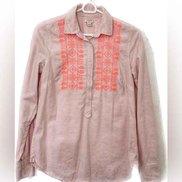 J. Crew Factory Tops - JCrew Factory Womens size small pinstripe blouse with bright western embroidery